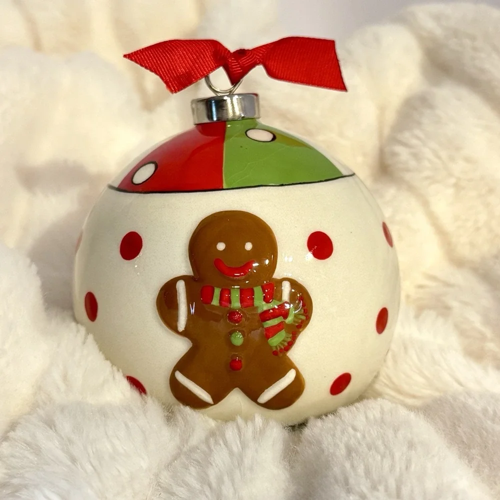 Gingerbread Man Ceramic Christmas Ornament Ball 4